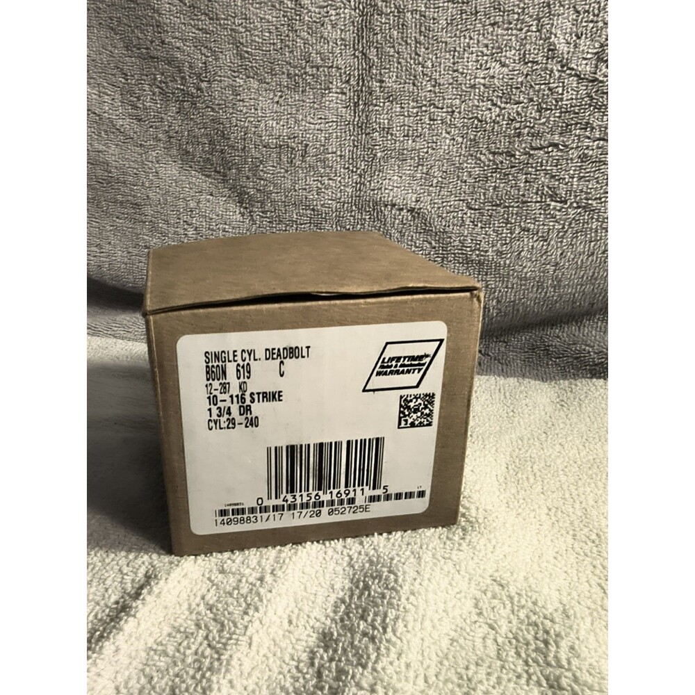 Schlage B60N 619 C Single Cylinder Deadbolt Satin Nickel Door Lock Open Box New
